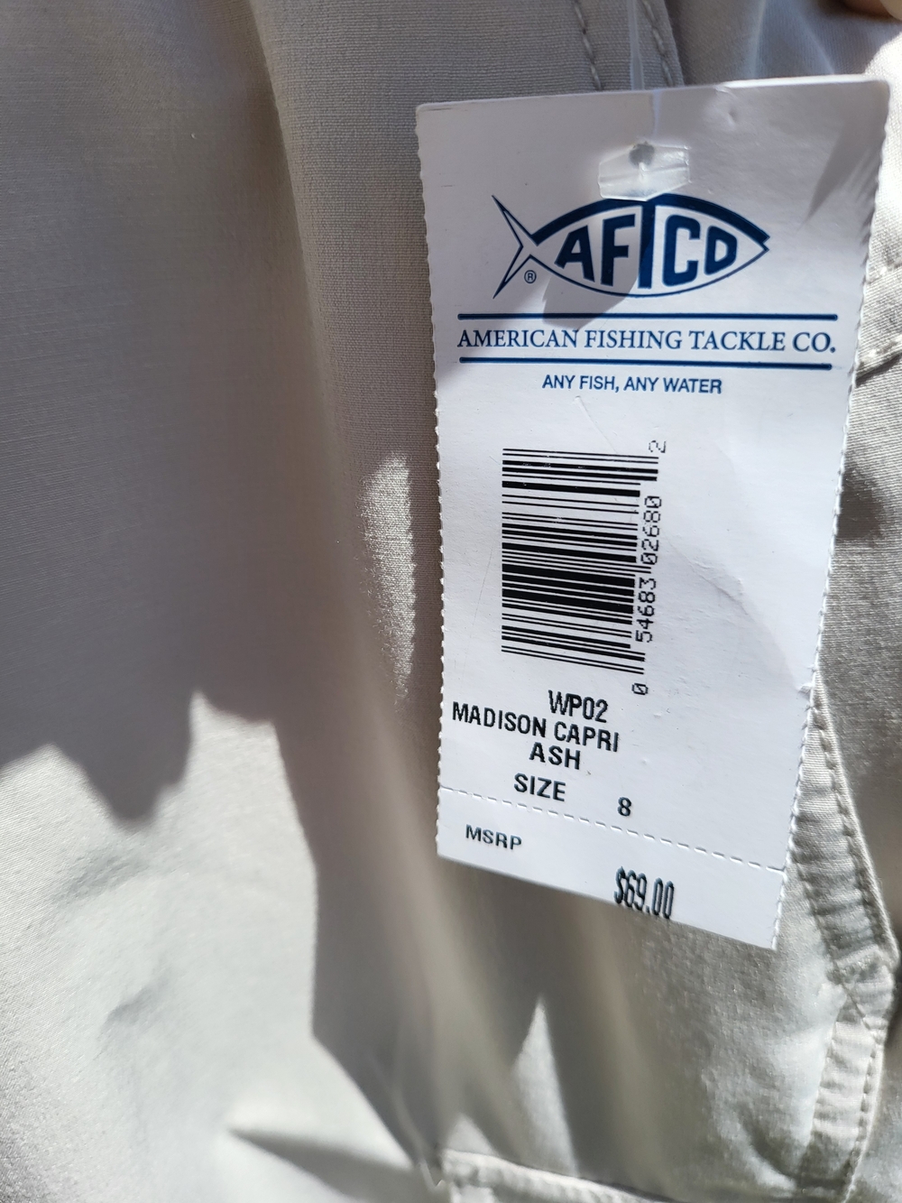 AFTCO Madison Capri Pants Size 8 Ash Fishing Cargo Performance NWT - Picture 7 of 8